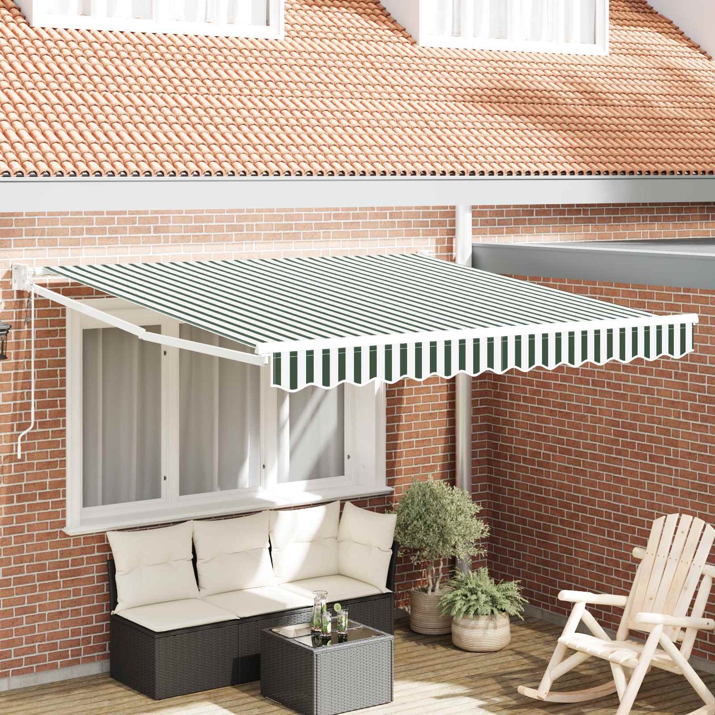 Toldo Retráctil Verde Y Blanco 300 X 250 X 165 Cm_1
