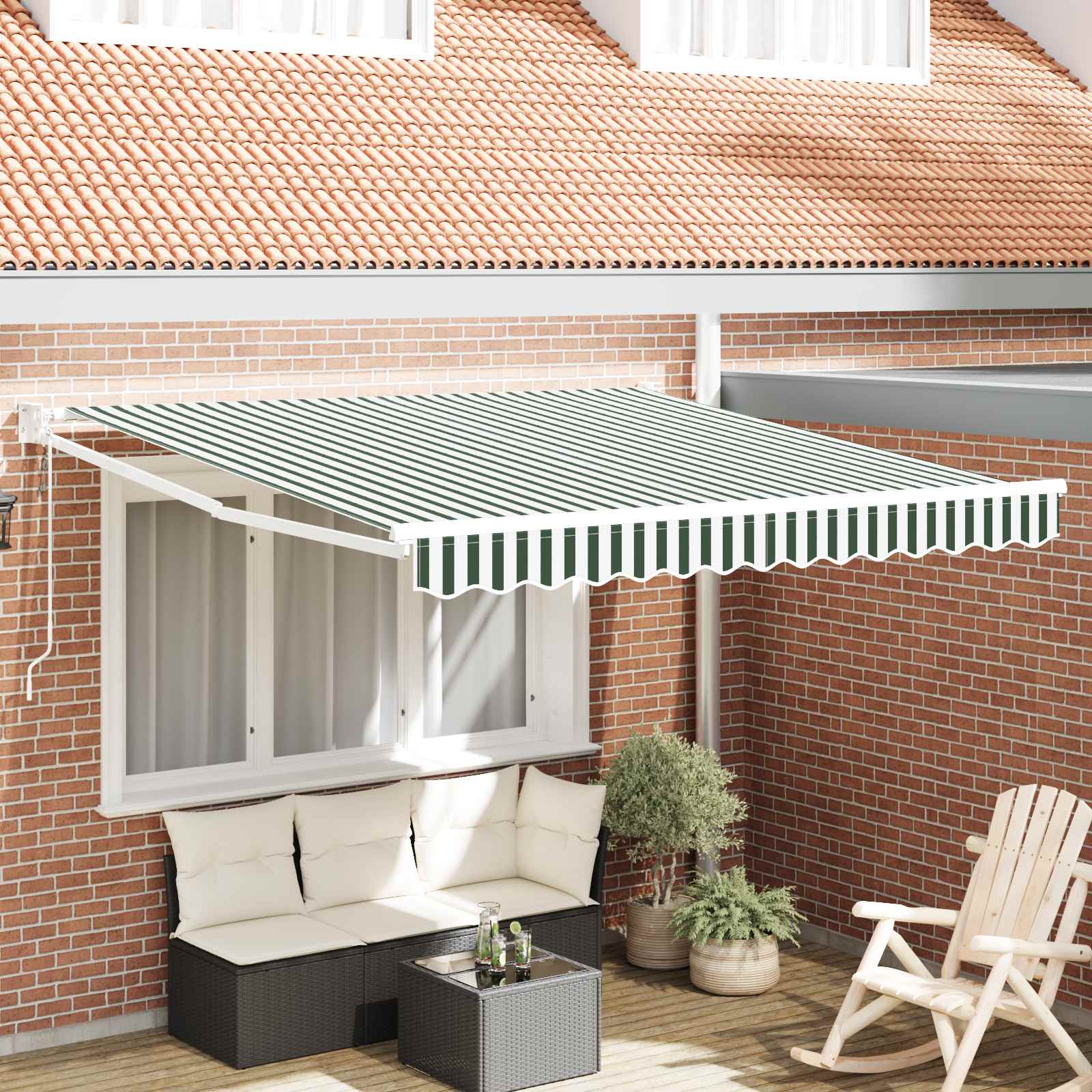 Toldo Retráctil Verde Y Blanco 300 X 250 X 165 Cm_1