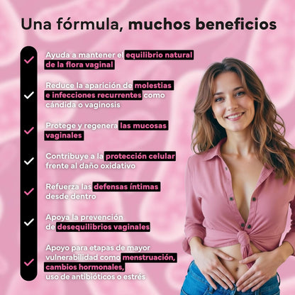 Probióticos Flora Íntima Mujer con Inulina FOS Zinc y Vitaminas B2 y D3 Sevens Nutrition 60 cápsulas