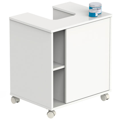 Mueble Baño Bajo Lavabo Pie Armario Auxiliar Para Lavabos Con /sin Pedestal 64x59x45 Almacenaje, Briebe, Esencia, Blanco
