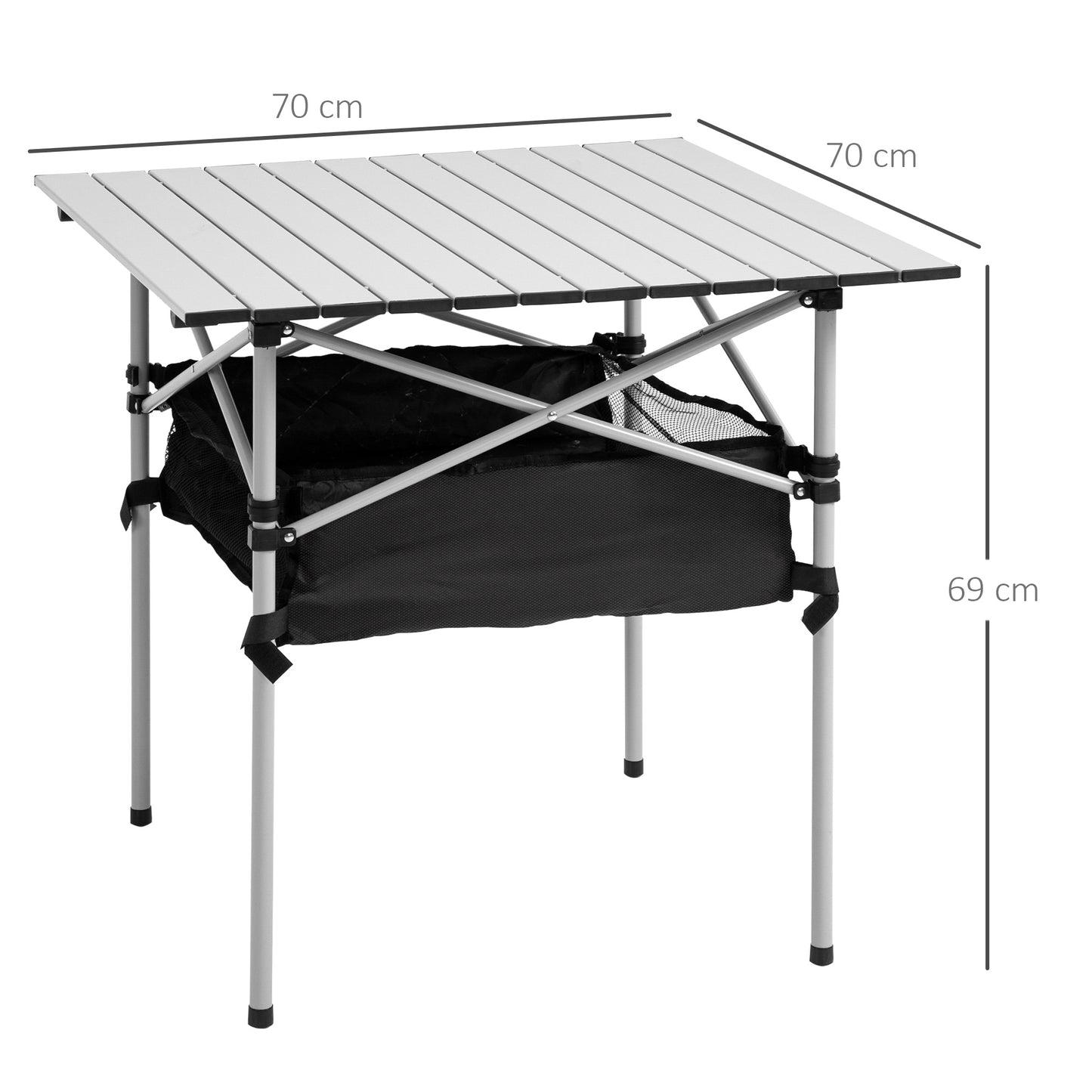 Outsunny Mesa De Camping Plegable Con Almacenaje De Malla Bolsa De Transporte_2