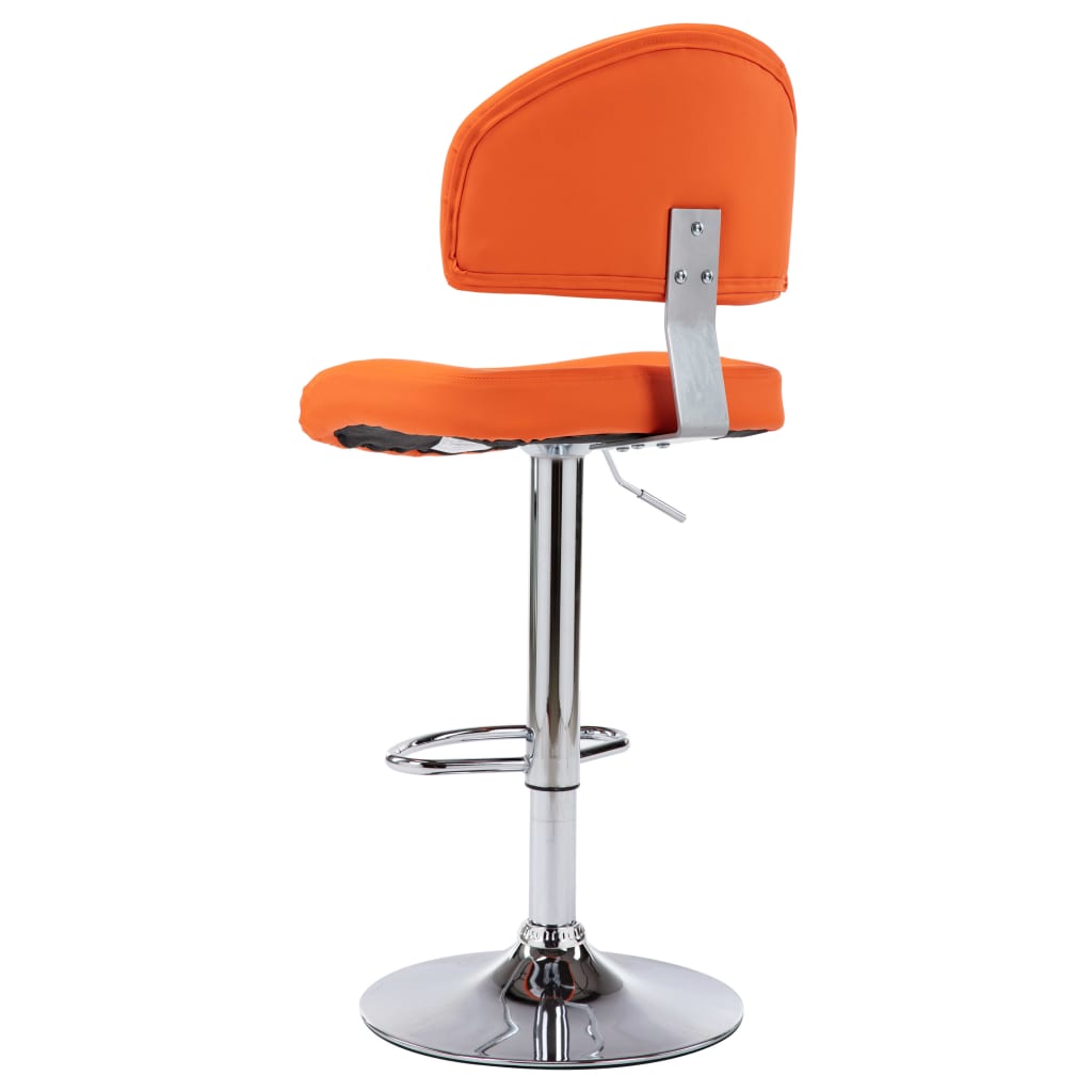 Taburete De Cocina De Cuero Sintético Naranja_1