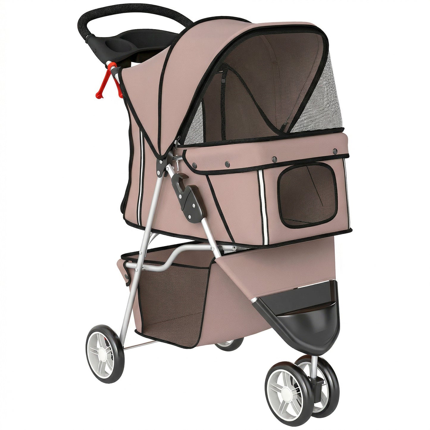 Pawhut Cochecito Para Perros Plegable Con Cesta De Almacenaje 77x44x102 Cm Café_0