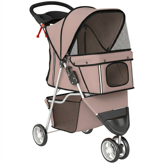 Pawhut Cochecito Para Perros Plegable Con Cesta De Almacenaje 77x44x102 Cm Café_0