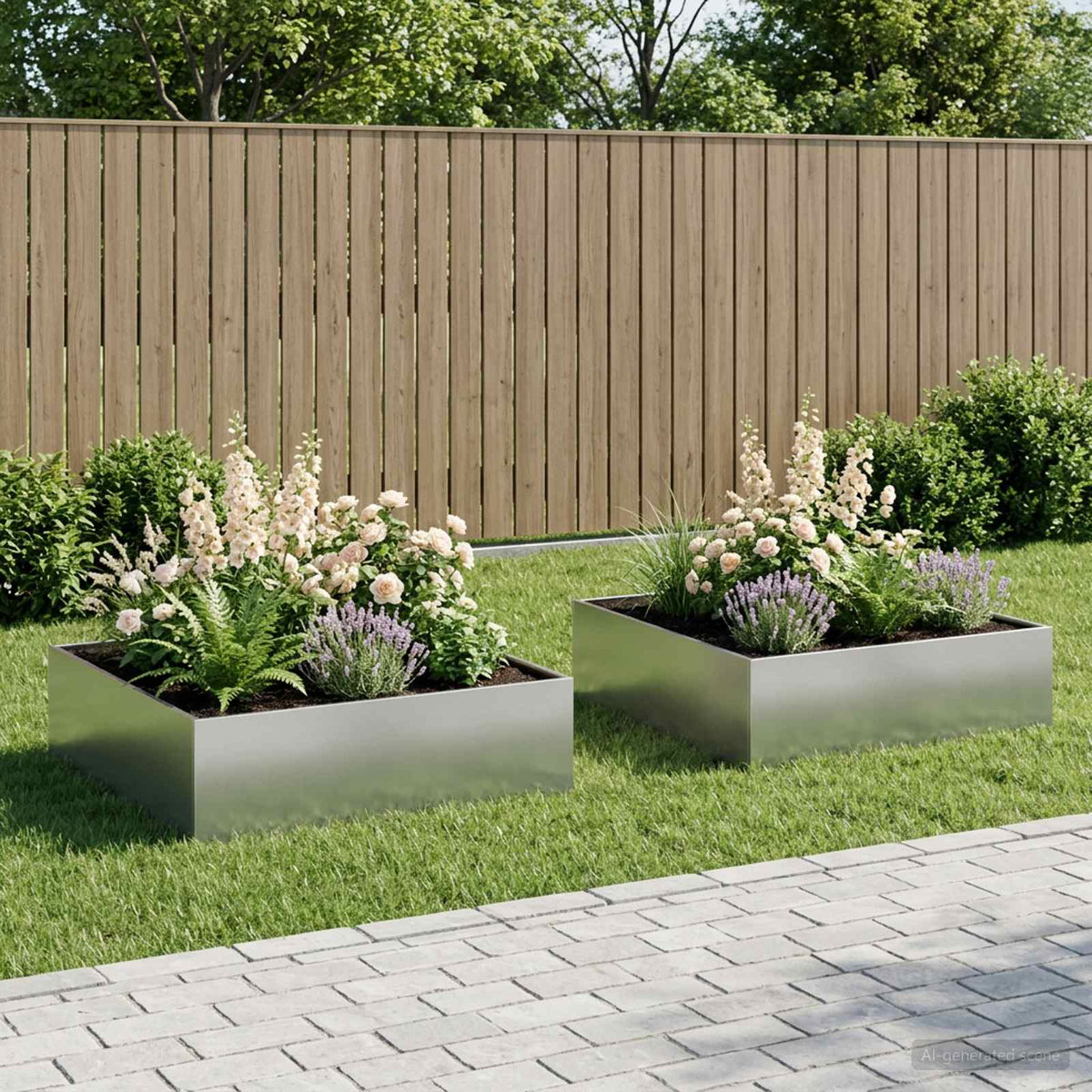 Macetero De Jardín 2 Uds. Plateado 80 X 80 X 30 Cm_1