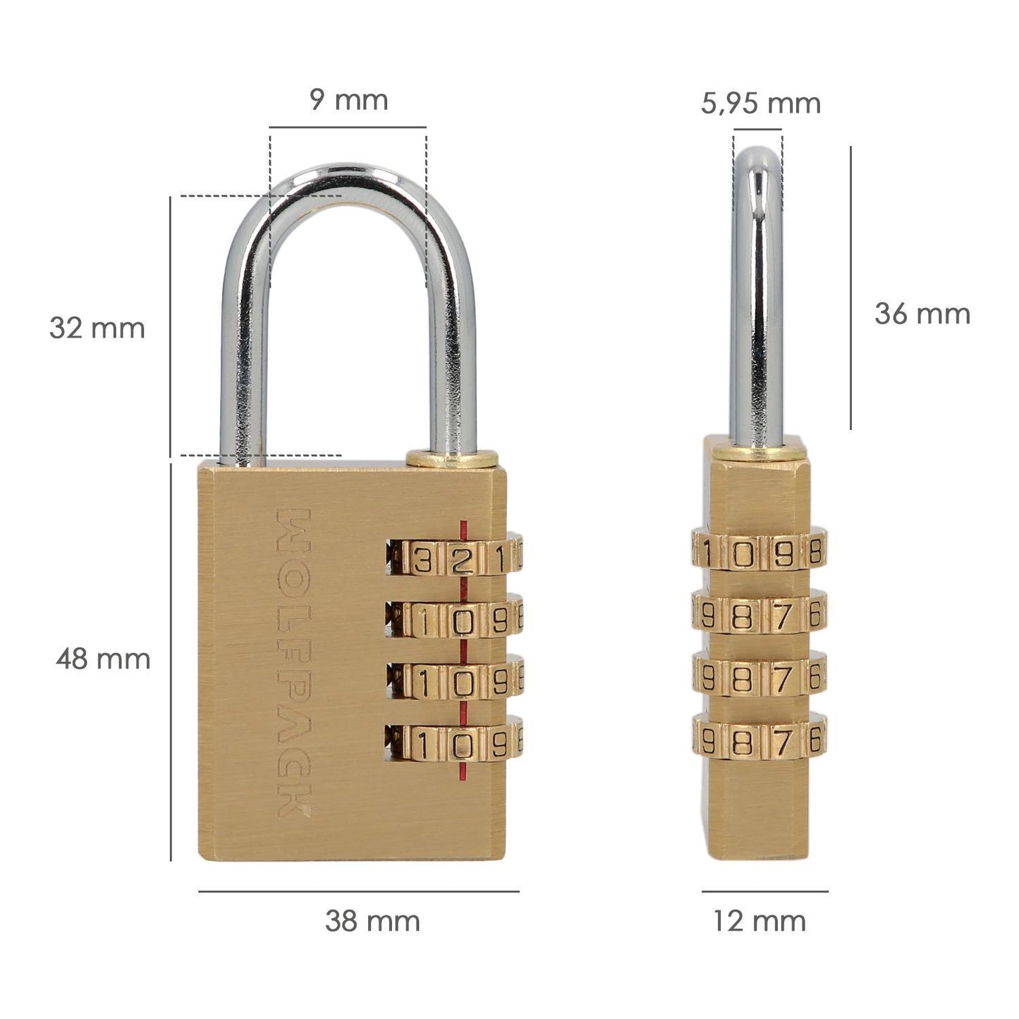 Candado Combinación Laton 40 Mm. 4 Dígitos