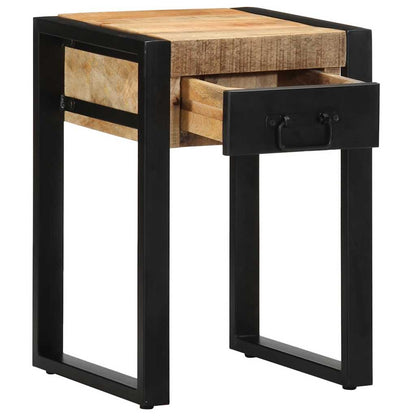 Mesa Auxiliar Madera Maciza De Mango Rugosa 35x35x50 Cm_1