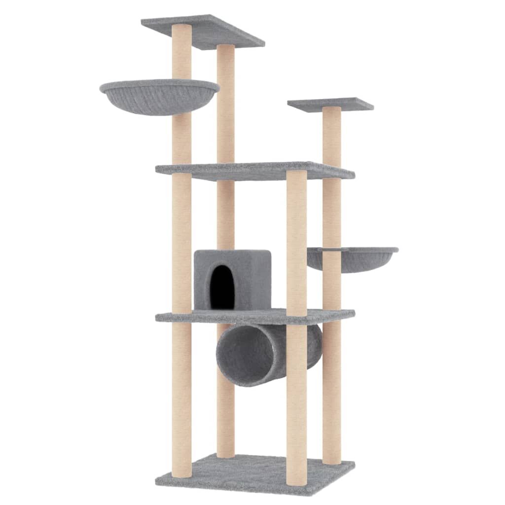 Vidaxl Rascador Para Gatos Con Postes De Sisal Gris Claro 141 Cm_0