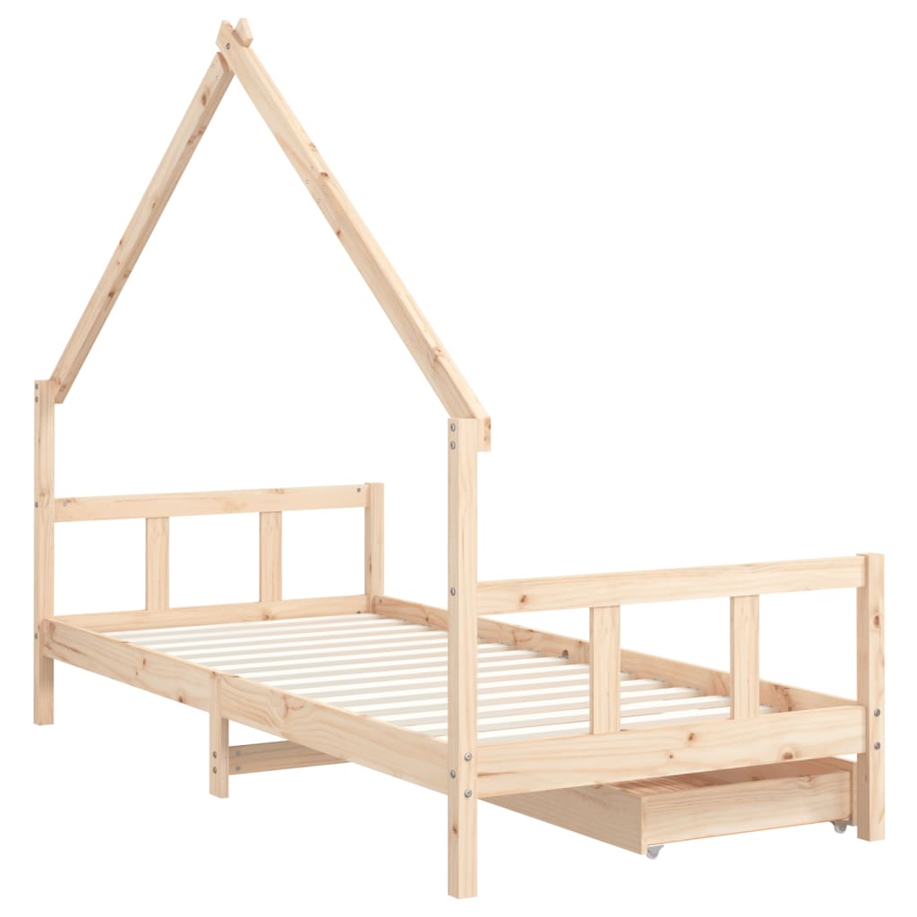 Estructura De Cama Infantil Con Cajones Madera Pino 90x190 Cm / Vetonek_4