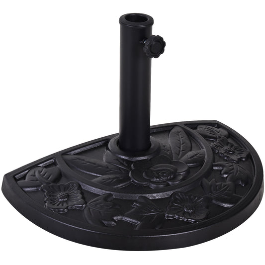 Outsunny Base De Sombrilla Semicírculo Peso 9 Kg Soporte Para Parasol De Resina Para Poste De Paraguas De Ø3_0