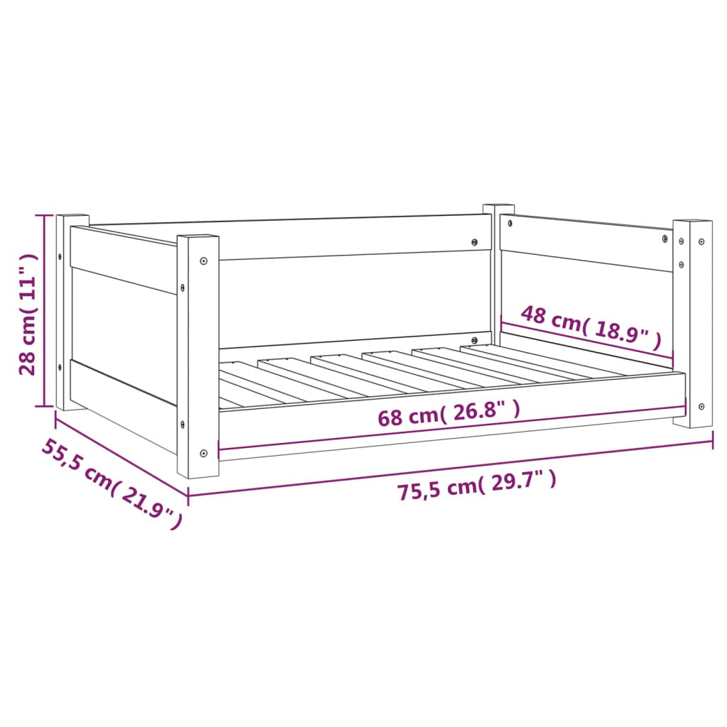 Vidaxl Cama Para Perros Madera Maciza Pino Marrón Miel 75,5x55,5x28 Cm_2
