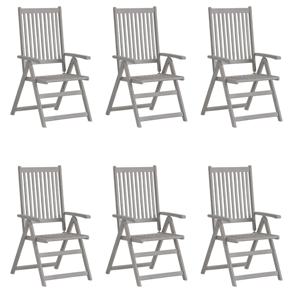 Vidaxl Sillas Reclinables Jardín Y Cojines 6 Uds Madera Maciza Acacia_1