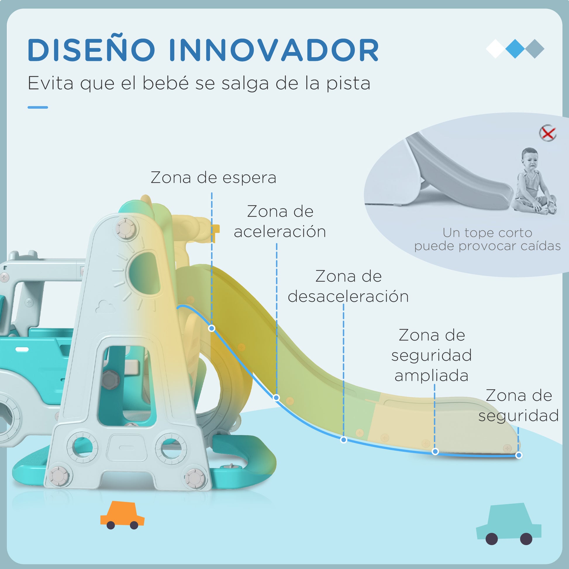 Aiyaplay Juego De Tobogán Y Columpio Para Niños 6 En 1 201x151x87,5cm Azul Claro_5