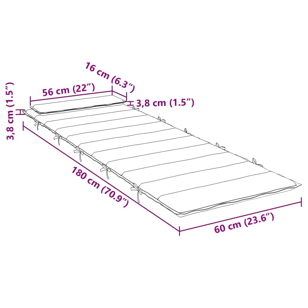 Vidaxl Cojín De Tumbona De Tela Oxford Estampado De Hojas 180x60x4 Cm_2
