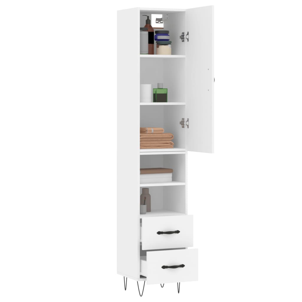 Aparador Alto Madera De Ingeniería Blanco 34,5x34x180 Cm_2
