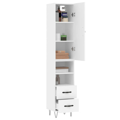 Aparador Alto Madera De Ingeniería Blanco 34,5x34x180 Cm_2