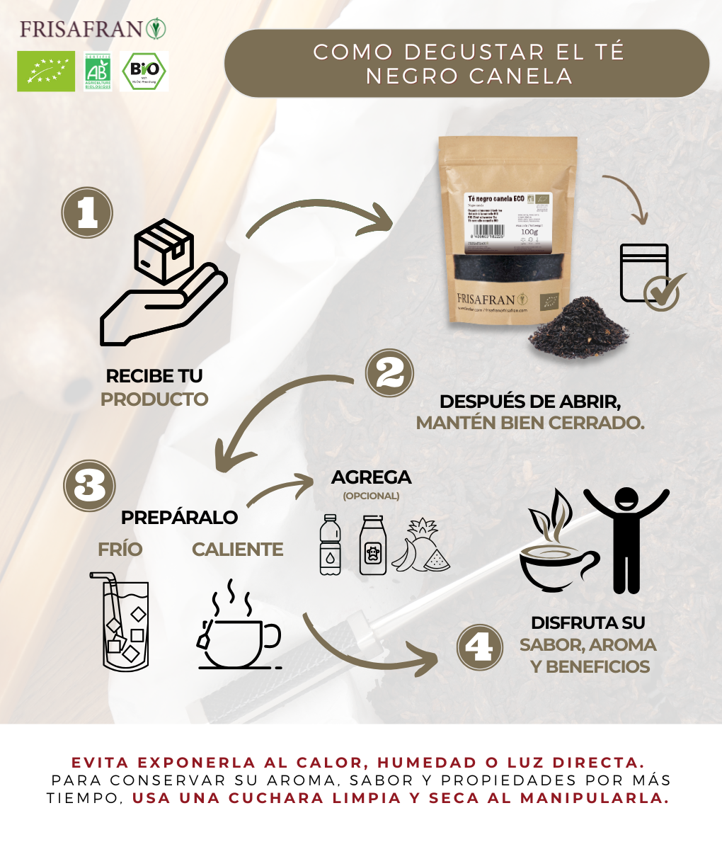 Té Negro Canela Ecológico Granel | Calidad | Frisafran 100 G_2