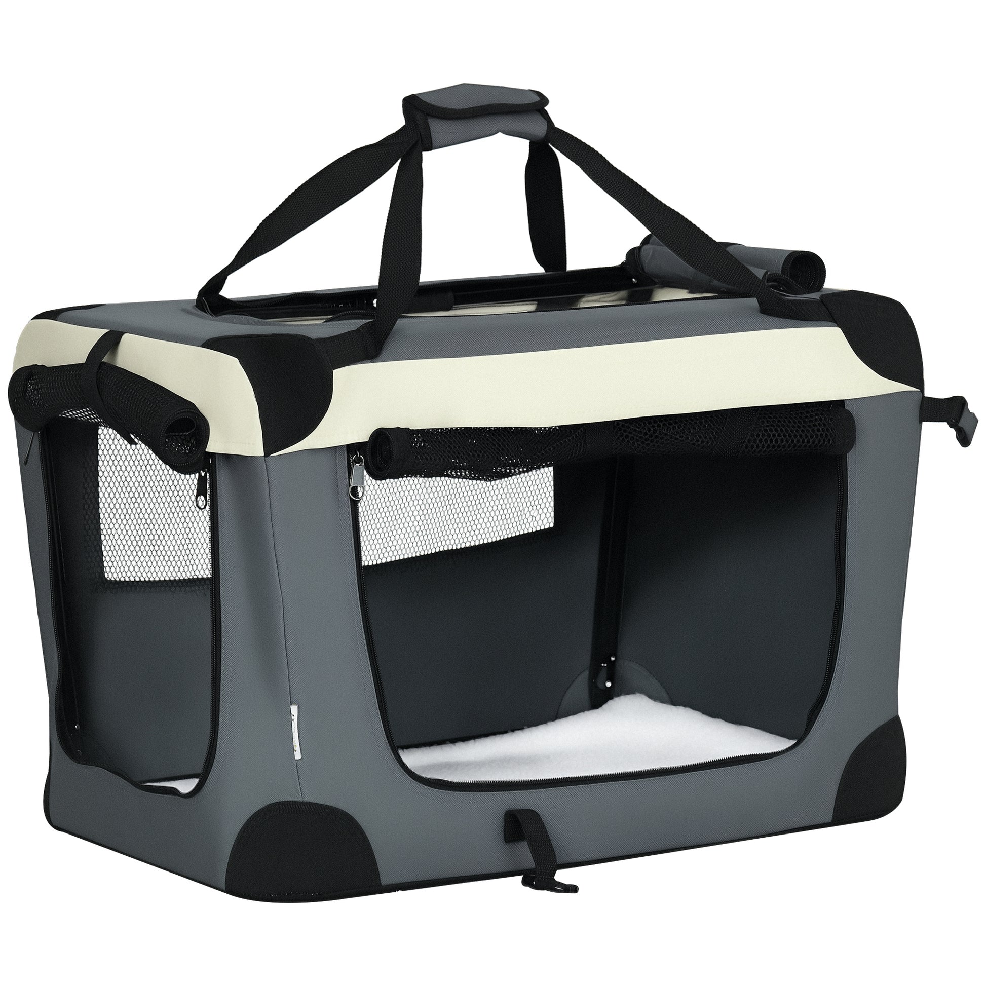 Pawhut Transportín Para Perros Gatos Plegable Cojín Suave 60x41x41 Cm Gris_0