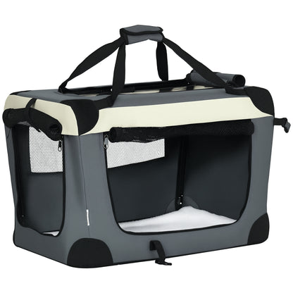 Pawhut Transportín Para Perros Gatos Plegable Cojín Suave 60x41x41 Cm Gris_0