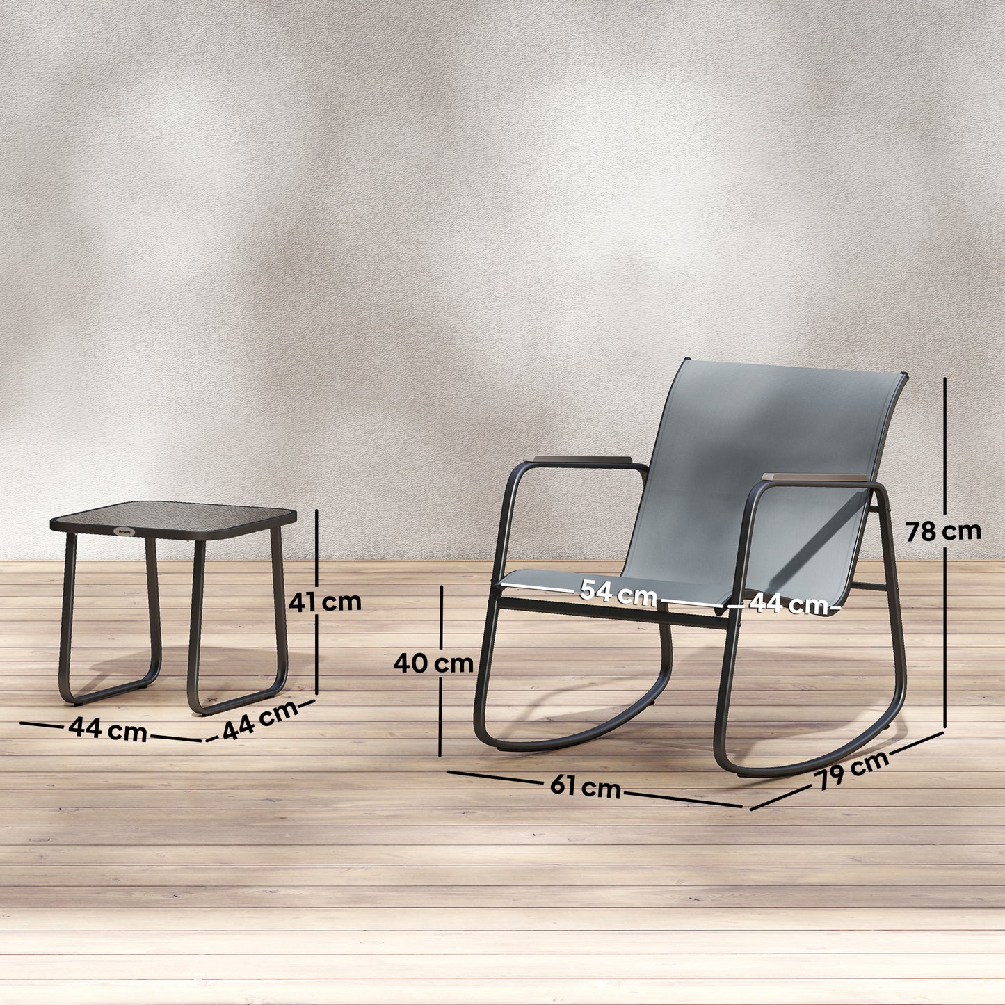 Outsunny Conjunto De Mesa Y Sillas De Terraza Exterior De 3 Piezas Gris_2