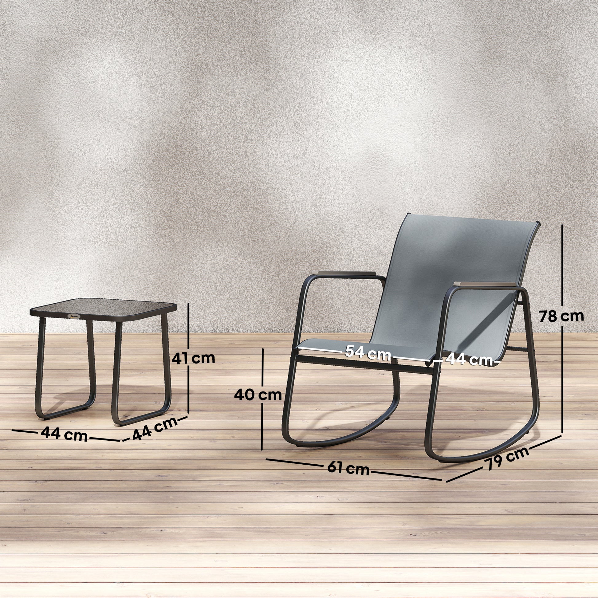 Outsunny Conjunto De Mesa Y Sillas De Terraza Exterior De 3 Piezas Gris_2