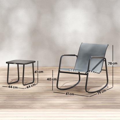 Outsunny Conjunto De Mesa Y Sillas De Terraza Exterior De 3 Piezas Gris_2