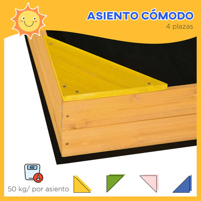 Outsunny Arenero Infantil De Madera Con Tela No Tejida 109x109x19,8 Cm Natural_4