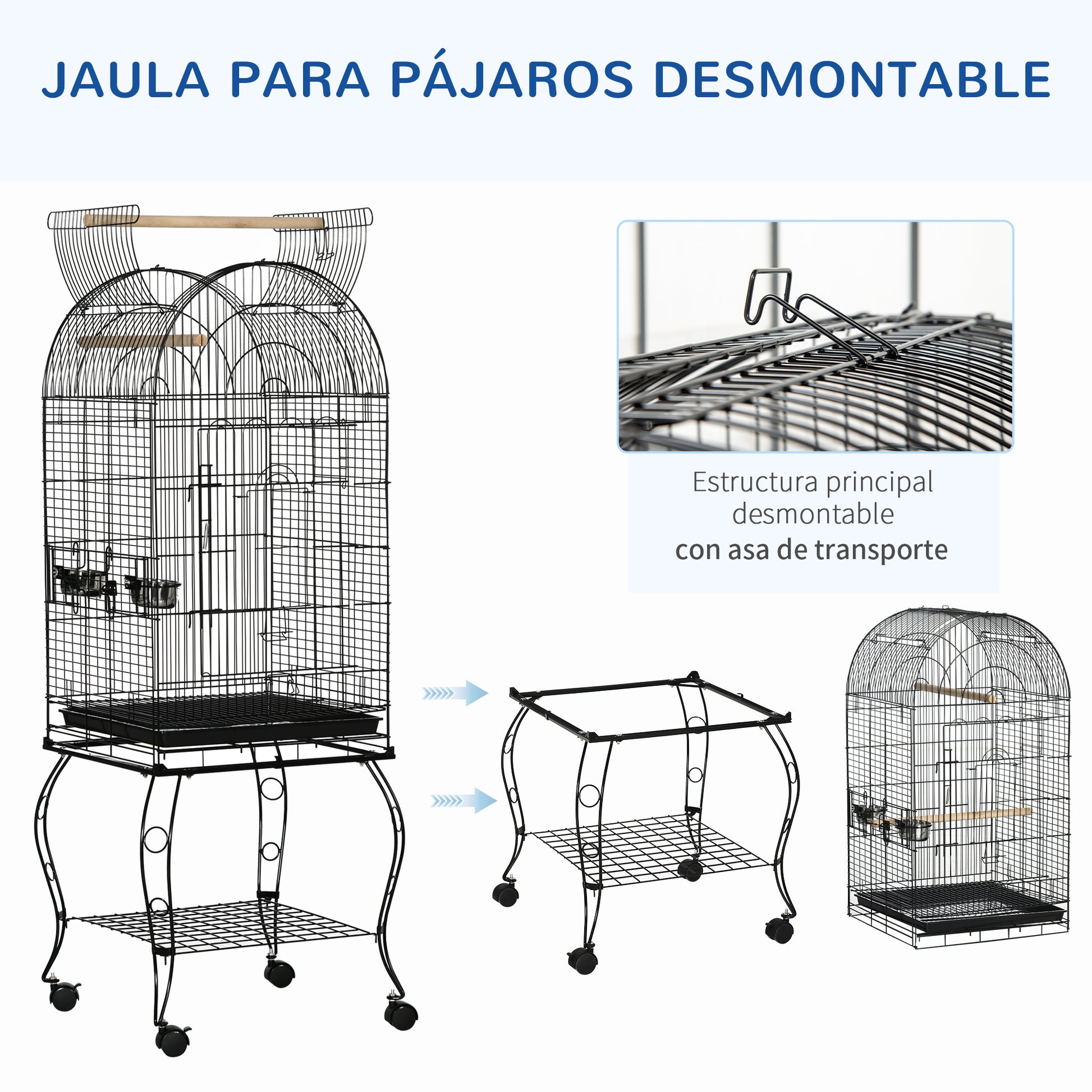 Pawhut Jaula Para Pájaros Con Ruedas Y Estante_3