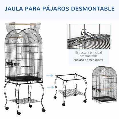 Pawhut Jaula Para Pájaros Con Ruedas Y Estante_3