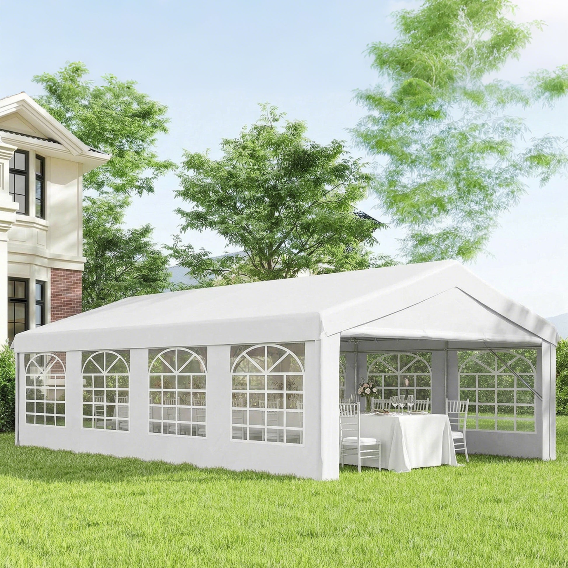 Outsunny Carpa 8x4x2,8m Acero Galvanizado Pabellón Carpas Boda Gazebo Cenador_1
