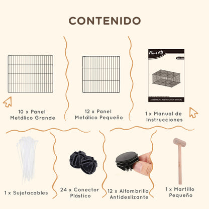 Pawhut Diy Jaula Para Animales Pequeños 22 Paneles Conejo Cobaya_4