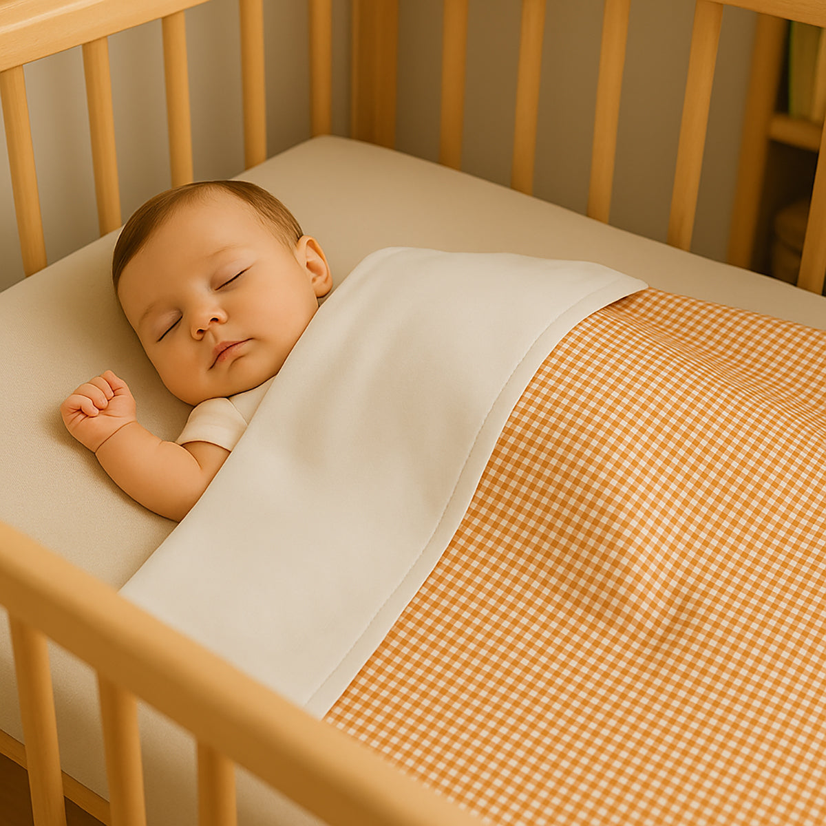 Manta De Algodón Orgánico Rex Blanco Y Vichy