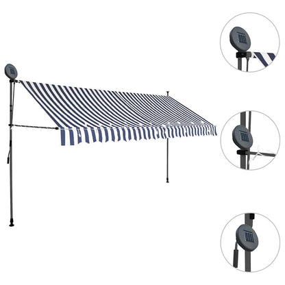 Toldo Manual Retráctil Con Led Azul Y Blanco 350 Cm_2