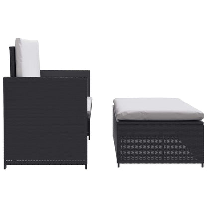 Vidaxl Set Muebles De Jardín 2 Piezas Y Cojines Ratán Sintético Negro_4