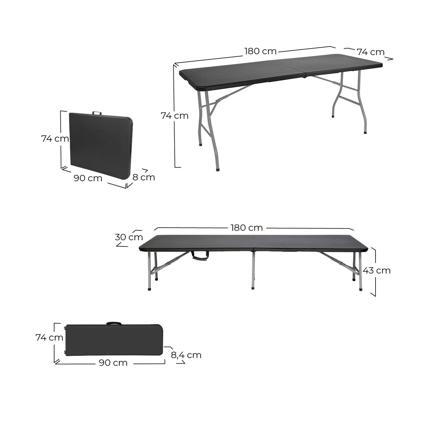 Conjunto Plegable Mesa Con 2 Bancos De 180cm Catering O91_5