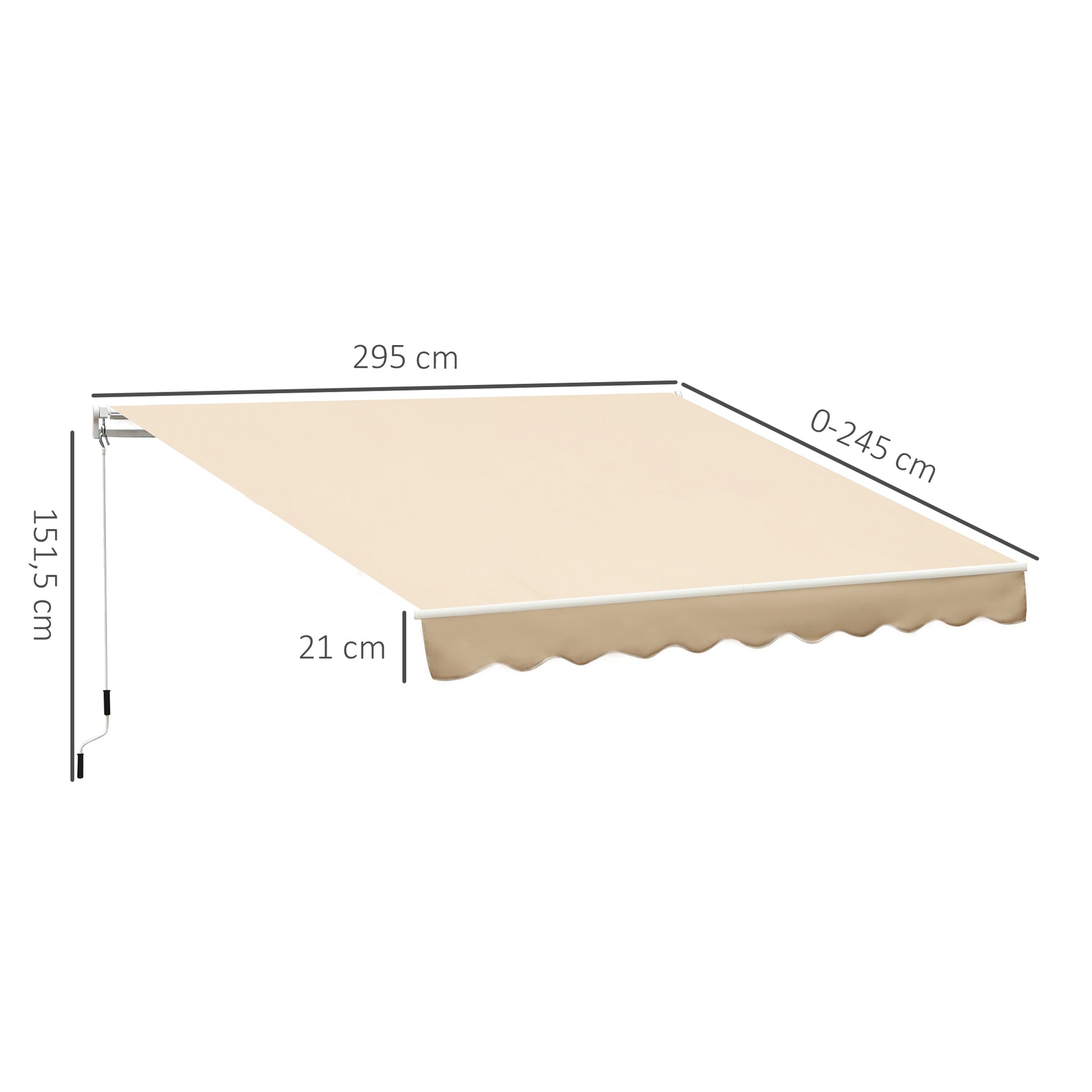 Outsunny Toldo Manual Retráctil Plegable Con Manivela Exterior 295x245 Cm Beige_2