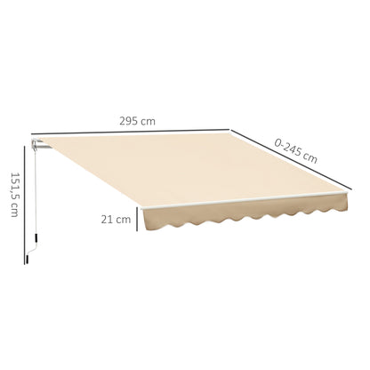 Outsunny Toldo Manual Retráctil Plegable Con Manivela Exterior 295x245 Cm Beige_2