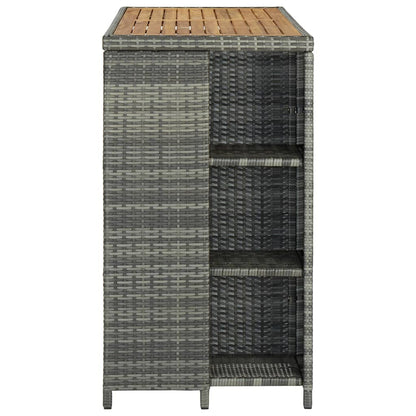 Mesa Bar Estante Almacenaje 120x60x110 Cm Ratán Sintético Gris_1