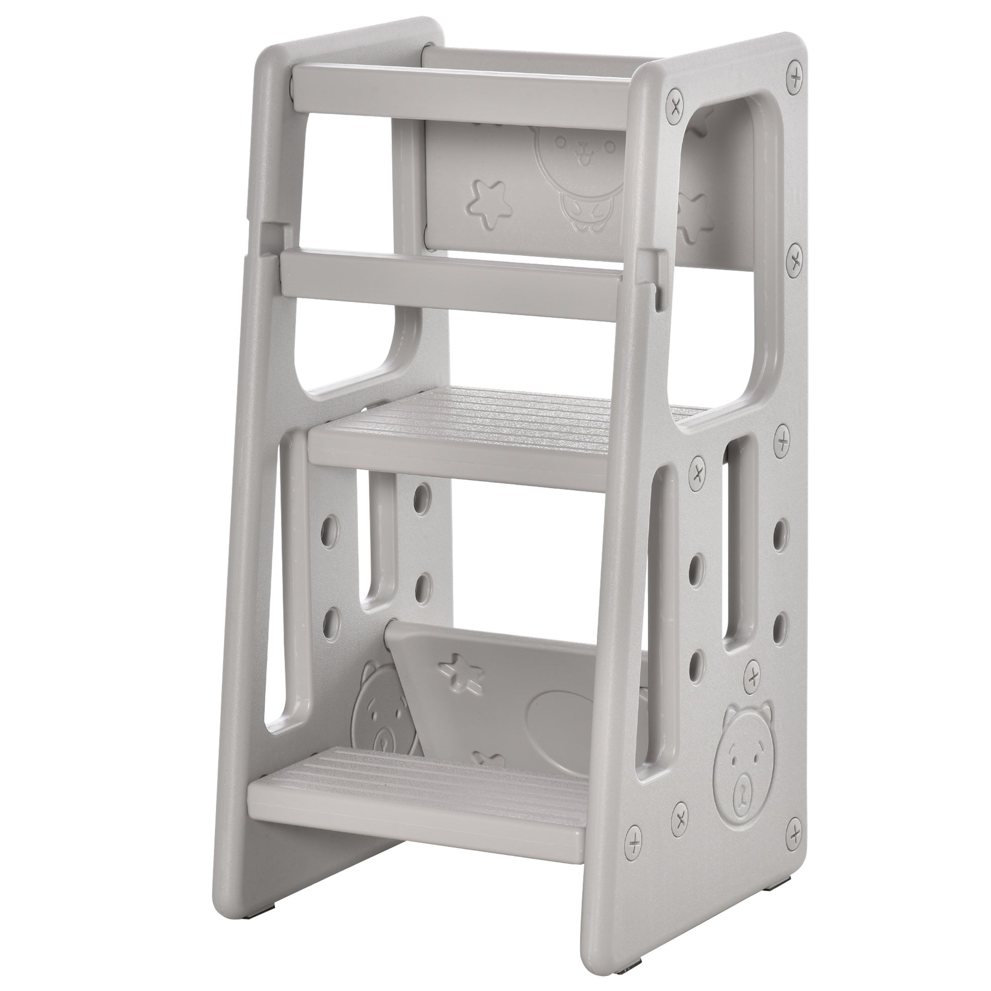 Homcom Torre De Aprendizaje Para Niños Con Altura Ajustable 47x47x90 Cm Gris_0