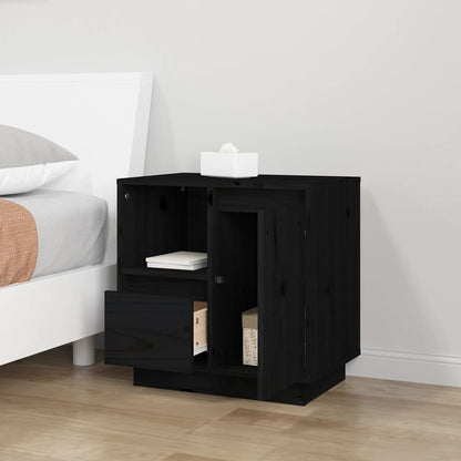 Mesitas De Noche 2 Uds Madera Maciza De Pino Negro 50x34x50 Cm_2