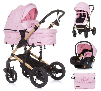 Carrito De Bebé Camea Trío Convertible Con Bolso Rose Water_0