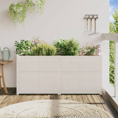 Jardinera De Madera Maciza De Pino Blanca 150x50x70 Cm_2