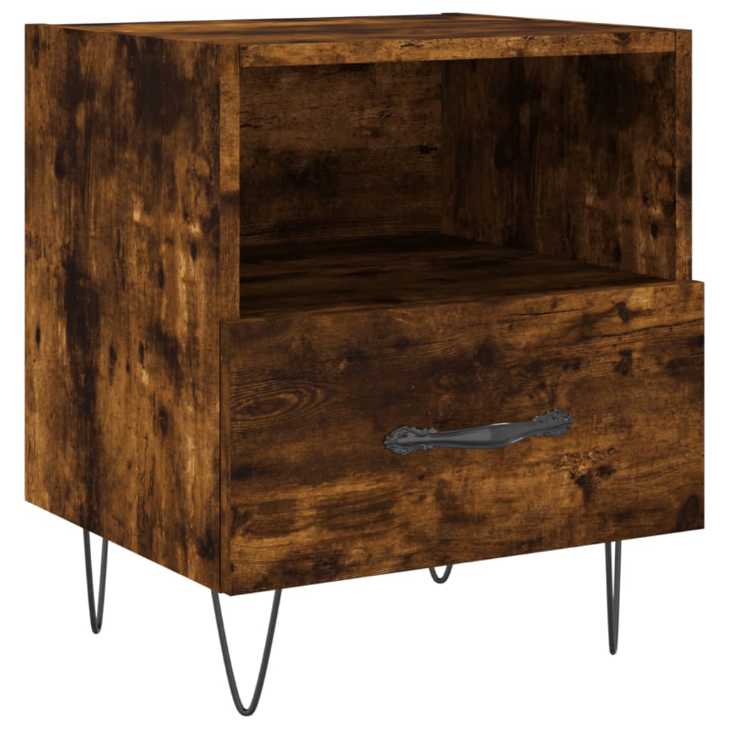 Mesita De Noche Madera Ingeniería Roble Ahumado 40x35x47,5 Cm_0