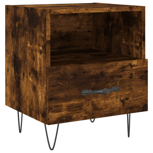 Mesita De Noche Madera Ingeniería Roble Ahumado 40x35x47,5 Cm_0
