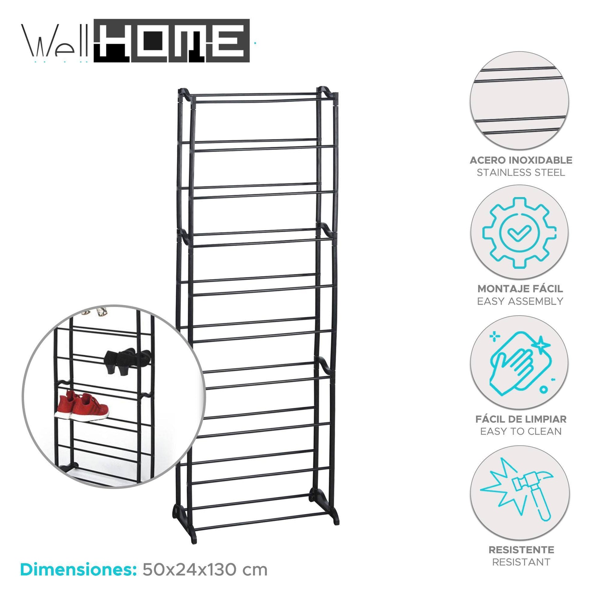 Well Home Zapatero Storage Solutions Con 10 Estantes H.130cm