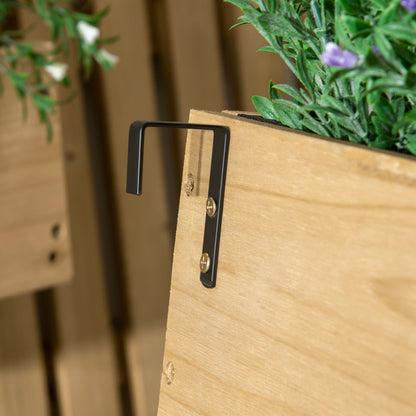 Outsunny Jardinera De Pared Con Enrejado De Madera 3 Macetas Móviles 60x16x80 Cm_4