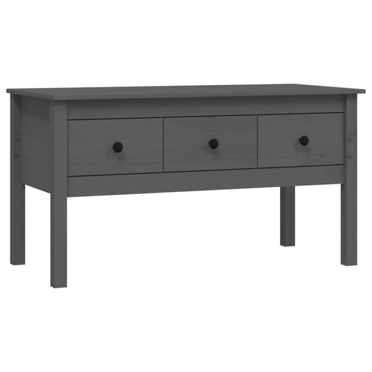 Mesa De Centro De Madera Maciza De Pino Gris 102x49x55 Cm_0