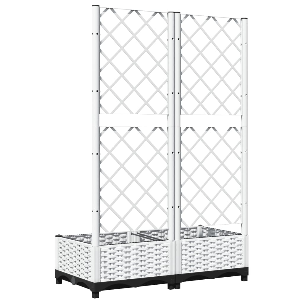 Jardinera Con Enrejado Pp Blanco 80x40x121,5 Cm_3