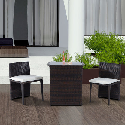 Outsunny Conjunto 1 Mesa Y 2 Sillas Mueble Mimbre Ratan Jardin Terraza Exterior_1