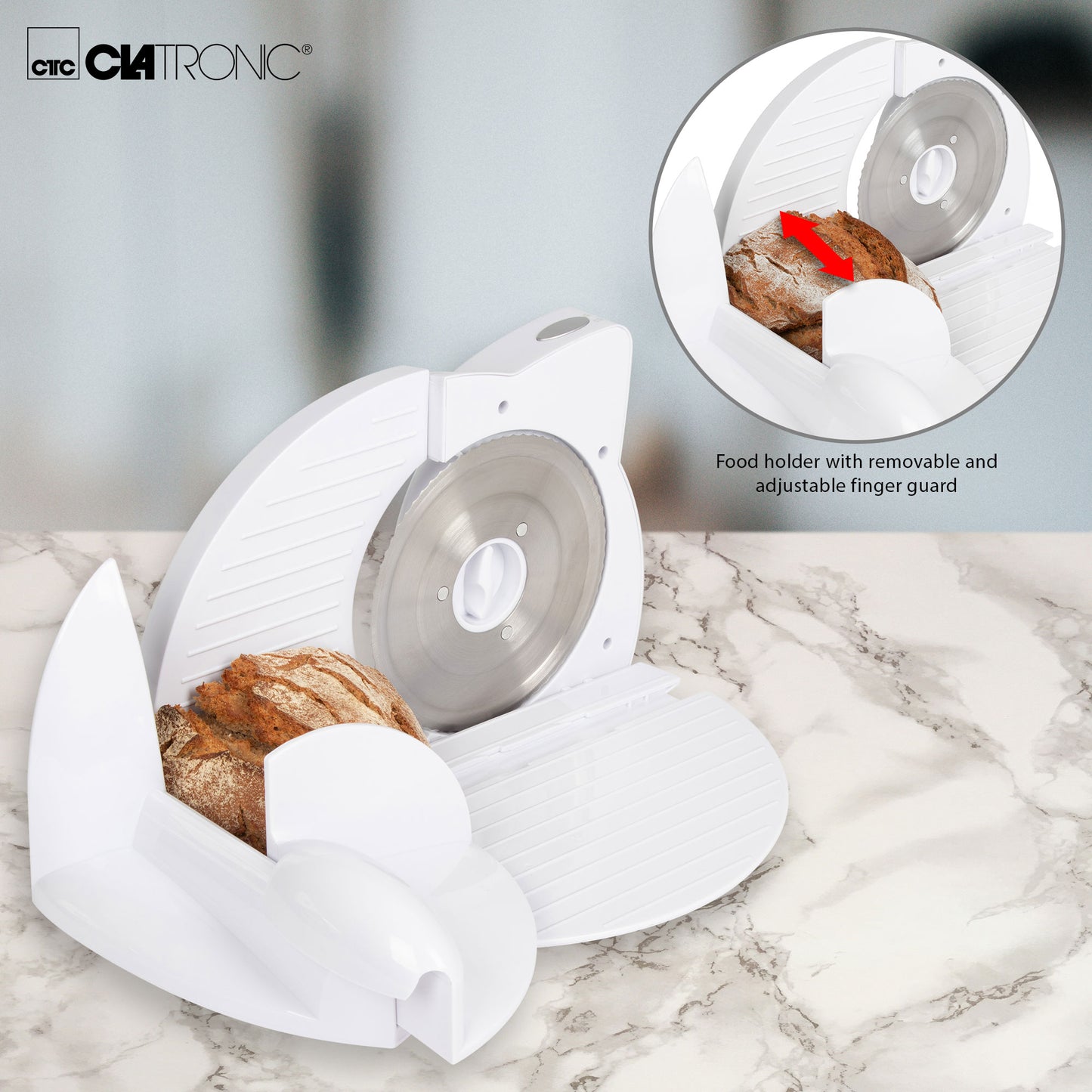 Cortafiambres Plegable, Cuchilla Especial Acero Inox., Corte Ajustable, 3 Velocidades, Compacto Clatronic As2958